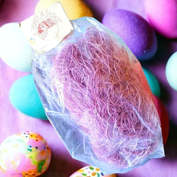 EASTER STRAW by  A TISKET A TASKET 2 LARGE BAGS.  Pink & Purple - Picture 6 of 7